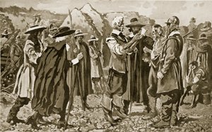 General Rosens trussel er lest i Londonderry, illustrasjon fra 